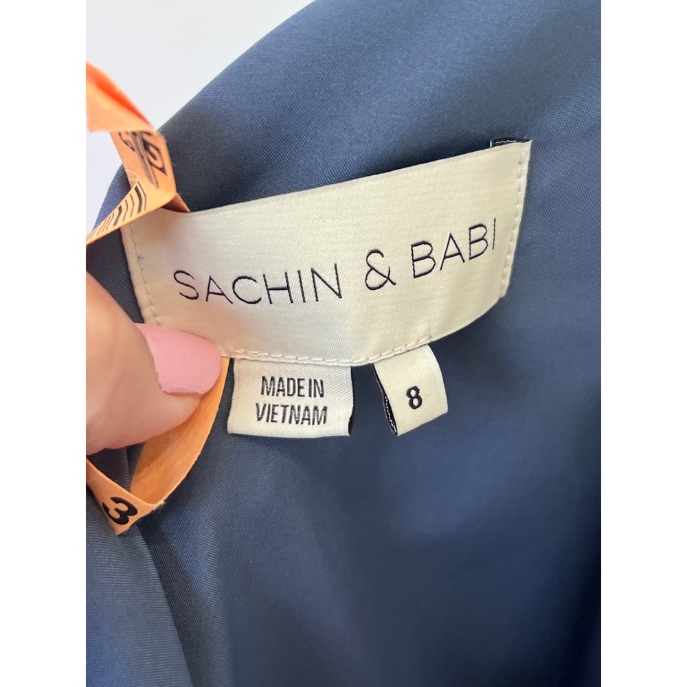 Women's blue Sachin and Babi one shoulder bow evening dress size 8 - Picture 7 of 14